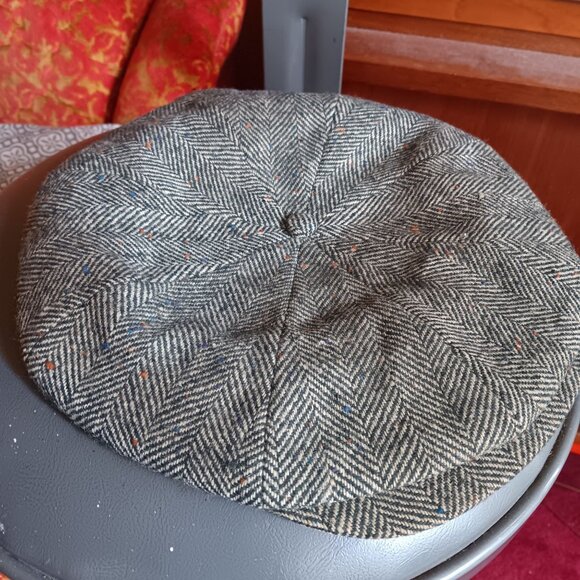 1930's Vintage J.C. Penney Waverly Caps sz 7 Men's Tweed Newsboy Cap Herringbone - Picture 5 of 10